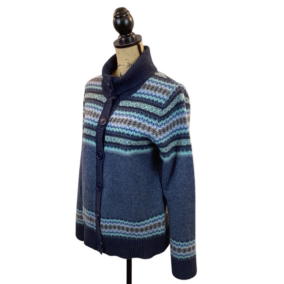 L.L. Bean Lambswool Fair Isle Button Cardigan - Picture 3 of 10